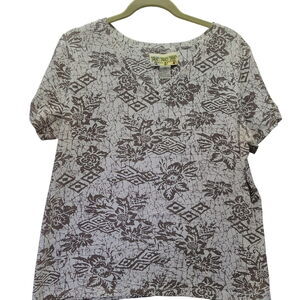 Palm Grove Womens T-Shirt Multi-Color Size XL Cotton Blend Short Sleeve Stretch